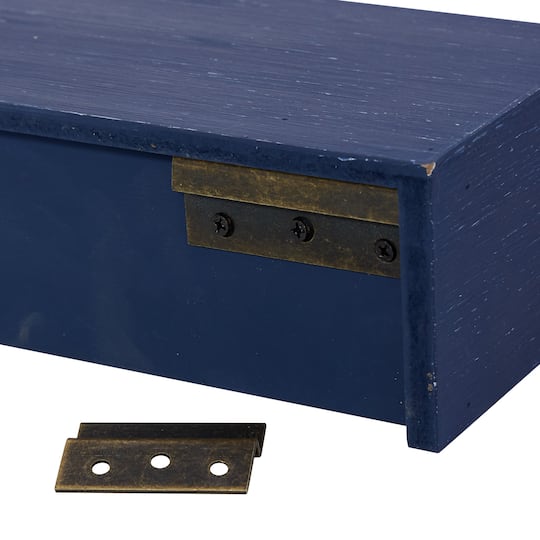 Blue Wood Contemporary Wall Shelf, 3" x 32" x 10"